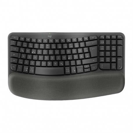 "Logitech Wave Keys Wireless Ergonomic keyboard - Graphite - (DE) - 2.4GHZ/BT - N/A - CENTRAL-419 - 