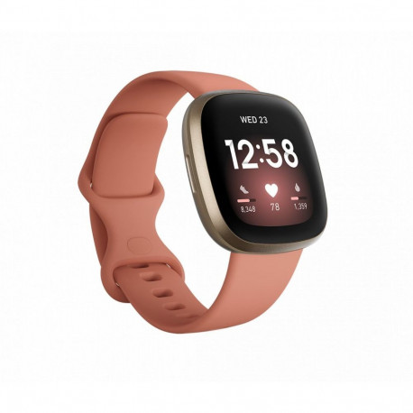 Fitbit - Versa 3 Soft Gold Aluminum Pink Clay