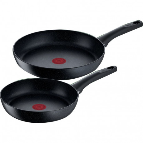 Tefal Black Stone Frying Pan Set 2 Pieces 28cm 24cm Black