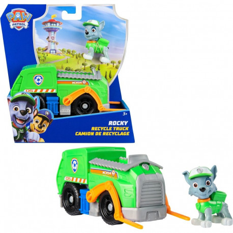 Paw Patrol taaskasutusveok koos Rocky mängufiguuriga