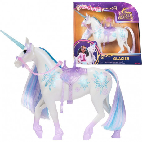 Unicorn Academy -  Einhorn Glacier (28 cm groß, mit echter Mähne und Schweif, abnehmbarem Zaumzeug, 