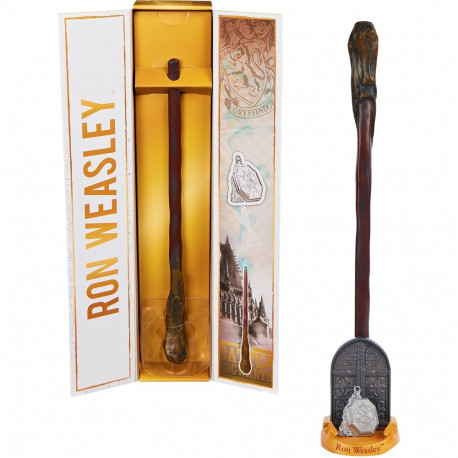 Wizarding World Harry Potter - Authentischer Ron Weasley Zauberstab (mit Hogwarts-Halterung)