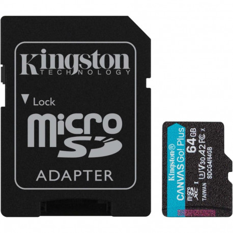 Kingston Canvas Go! Plus 64 GB microSDXC (black, UHS-I U3, Class 10, V30, A2)
