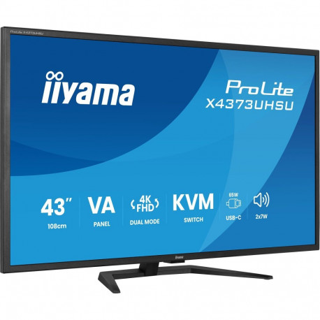 Iiyama ProLite X4373UHSU-B2 (108 cm (42.5 inches), black (matt), UltraHD/4K, VA, dual-mode, FB, USB 