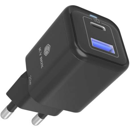 2-Port USB 20W Steckerladegerät IB-PS1020-PD, USB-A + USB-C (schwarz, PD 3.0 20W + QC 3.0 18W)
