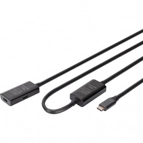 Aktives pikenduskaabel USB 3.2 Gen 1 USB-C pistik > USB-C pesa repeaterkaabel 10m, must