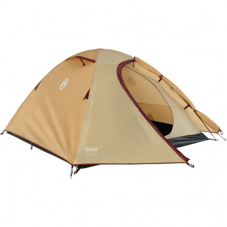 Coleman Darwin 3 Summer Camping Tent 3 Person Beige Dark Red