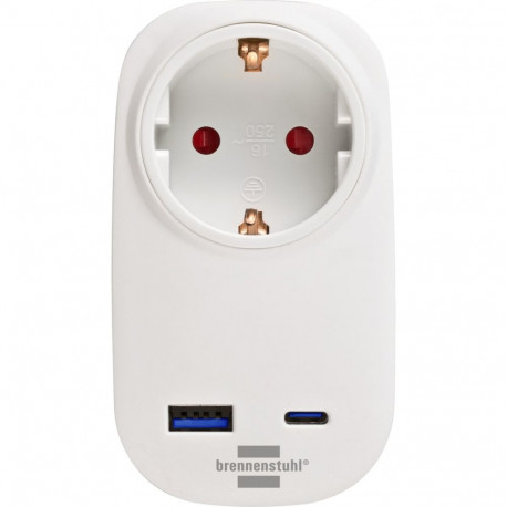 Steckdosenadapter + USB Charger PD 20W (weiß, USB-A, USB-C, mit Kinderschutz)