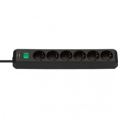 Brennenstuhl Eco-Line 6-way power strip (black, 3 meters)