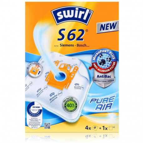Melitta vacuum cleaner bag S62 AirSpace MicroPor Plus Green (4 bags + 1 filter, for Siemens, Bosch)