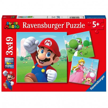 Kinderpuzzle Super Mario (3x49 Teile Puzzle für Kinder ab 5 Jahren)