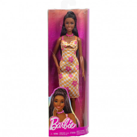 Barbie Barbie Fashionista doll in pink and orange checked dress