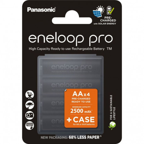 Panasonic battery eneloop pro, Mignon AA 1.2V / 2,500mAh + case 4 pieces + battery box