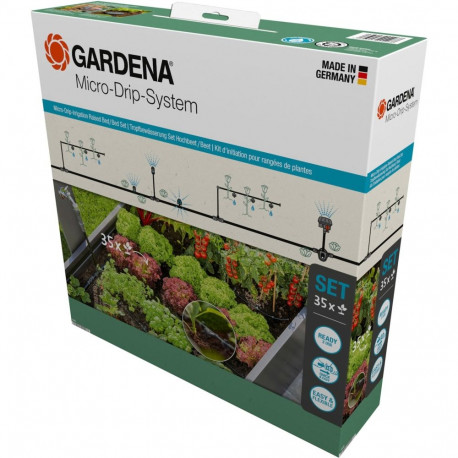 GARDENA Micro-Drip System Drip Irrigation Set Raised Bed/Bed, 35 Plants, Dripper (Black/Grey, Model 
