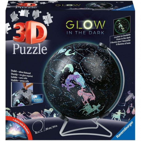 3D-pusle pimedas helendav täheglobus