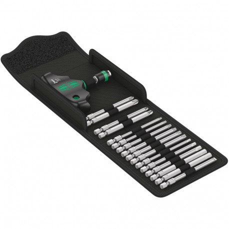 Wera Kraftform Kompakt 400, 17 pieces, socket wrench (black/green, T-handle)
