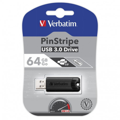 Verbatim Store 'n' Go PinStripe black 64GB, USB 3.0 (49318)
