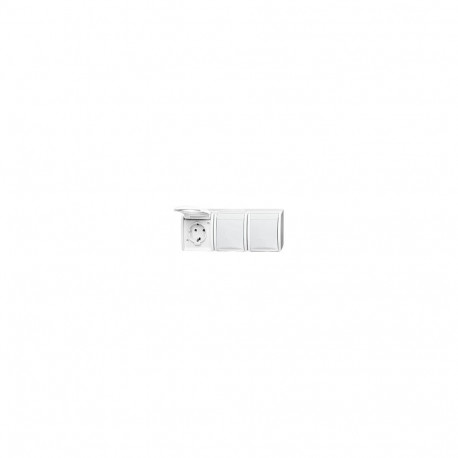 Busch Jaeger BJ 2300/3EW-54 3-osaline klappkaanega horisontaalne pistikupesa ocean IP44 alpivalge