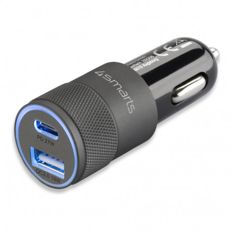 "4smarts Kfz-Ladegert Rapid+ mit Quick Charge und PD 27W schw."