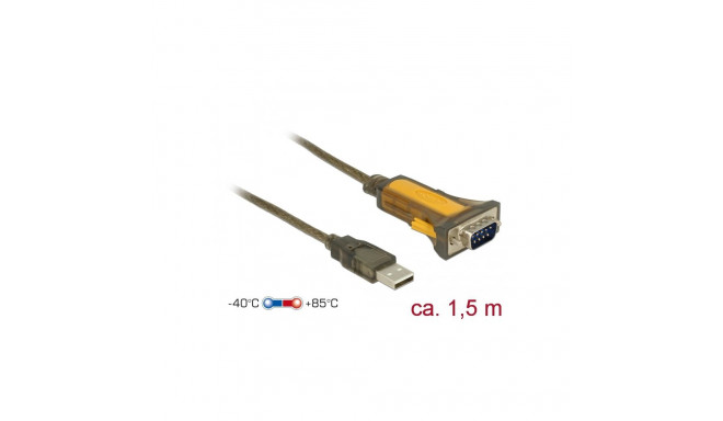 Delock Adapter USB 2.0 Type-A > 1 x Serial RS-232 DB9 extended temperature range