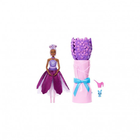 Barbie Petal Pop Scented Fashion Doll with Purple Dress, Reveal Accessories like Bunny &amp; Mor