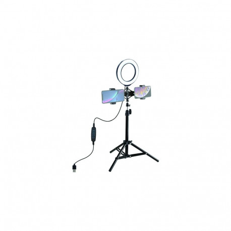 LED Ring Lamp 16cm With Desktop Tripod Mount Up to 70cm And Dual Phone Bracket, USB