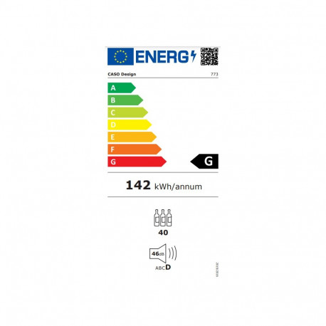Caso WineChef Pro 40 G energiatõhusus vitriin eraldiseisev veinikülmik 40 pudelit kompressortehnoloo