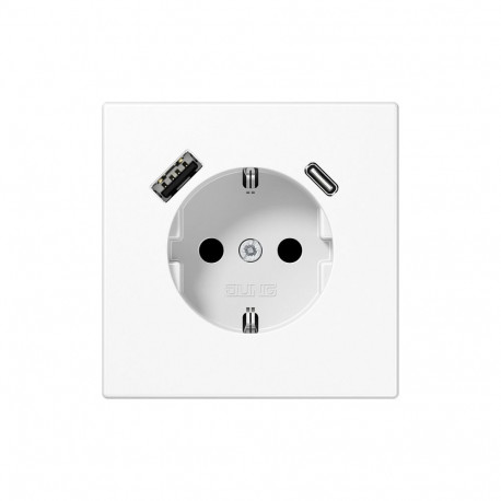 Jung LS1520-15CAWW schuko-pistikupesa USB tüüp A ja C