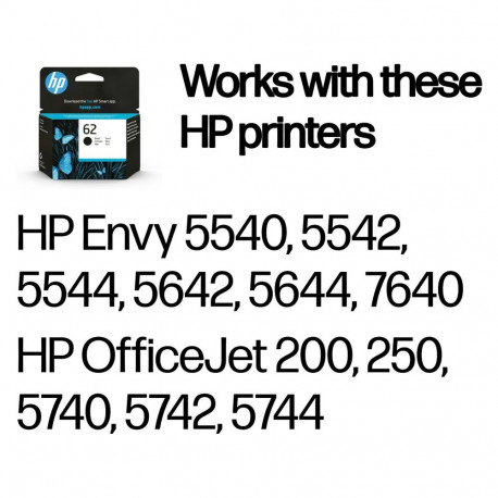 "HP 62 BLACK ORIGINAL INK"