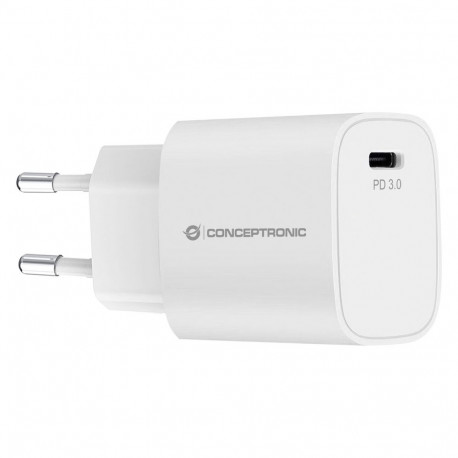 "CONCEPTRONIC Ladegerät 1Port USB-C Top-Port 20WPD3.0 ws"