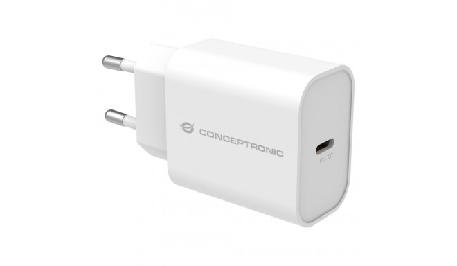 Conceptronic 1-pordiline USB-C 25WPD3.0/PPS valge laadija