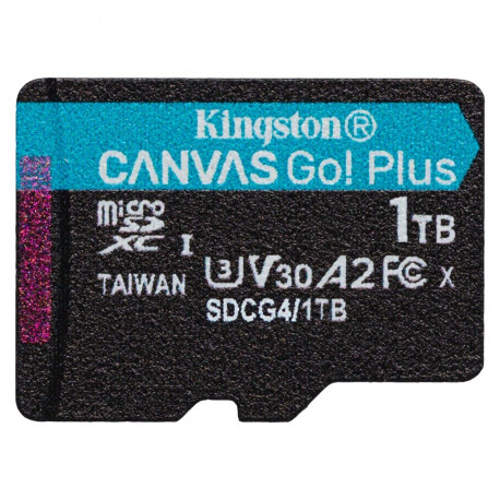 Kingston 1TB microXC Canvas Go Plus Gen4 200R A2 U3 mälukaart ilma adapterita