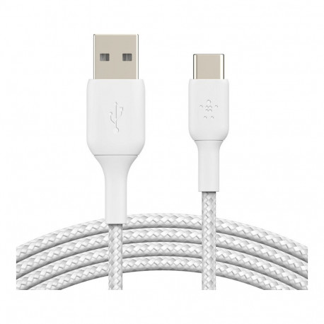 Belkin USB-C/USB-A punutud kaabel, 2m, valge