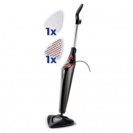 Vileda steam cleaner Steam Plus + PowerPad (black/red, 1,550 watts)