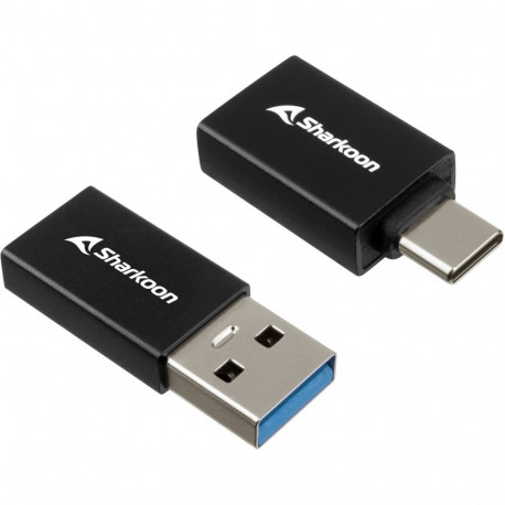 Sharkoon USB 3.2 Gen 1 Adapter OfficePal, USB-A > USB-C / USB-C > USB-A (black, set of 2)