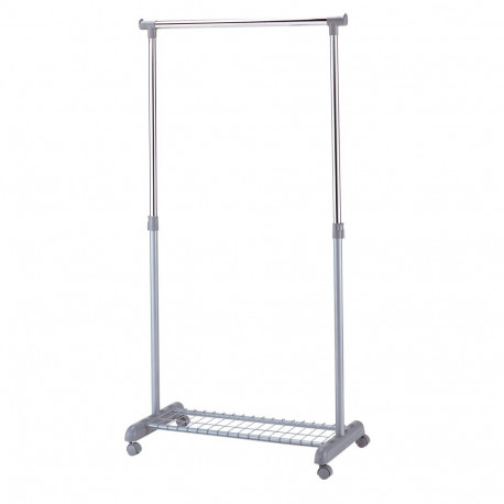 Clothes hanger trolley FRANK 83x43xH93.5-168cm, silver/chrome