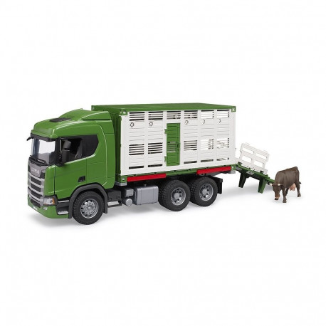 Pojazd scania super 560r kontener z figurką krowy