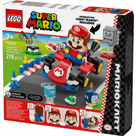 Klocki super mario 72043 mario kart - interaktywna figurka lego mario i standard kart