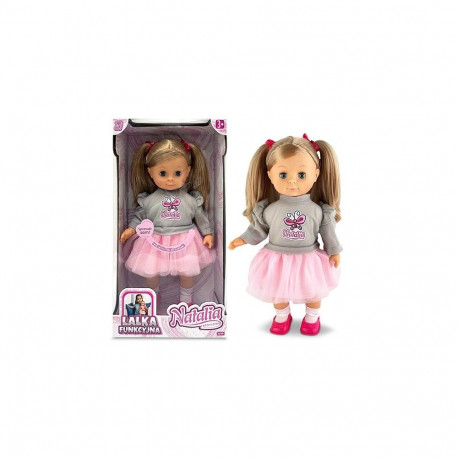 Lalka natalia w szarym sweterku, mówi po polsku, 39 cm