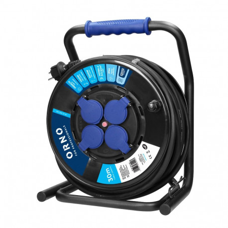 Przedłużacz bębnowy profesjonalny IP44, 4 gniazda 2P+Z (schuko), kabel gumowy olejoodporny, H07RN-F 