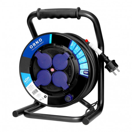 Przedłużacz bębnowy profesjonalny IP44, 4 gniazda 2P+Z, kabel gumowy olejoodporny, H07RN-F 3x2,5mm?,