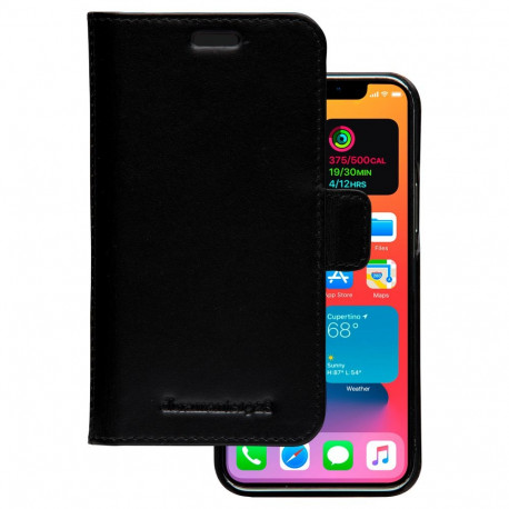 "dbramante1928 Lynge - Flip-Hlle fr Mobiltelefon - genarbtes Leder - Schwarz - fr Apple iPhone 12 mi