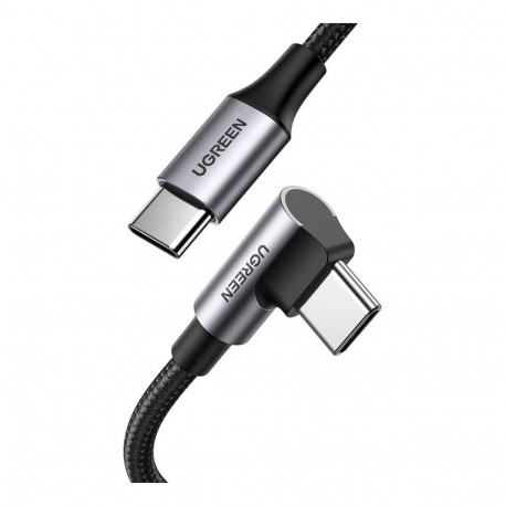 "UGREEN US334 USB-C auf USB-C 100W Schnellladekabel 1x Winkelstecker Nylonummantelung Aluminumgehuse
