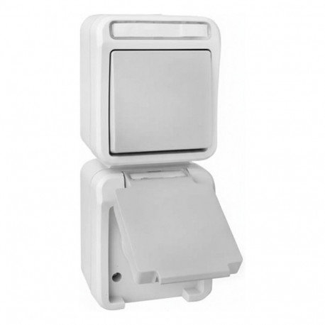 "2410-50-0026 Kombination FR AP senkrecht IP54 Steckdose/Wechselschalter"