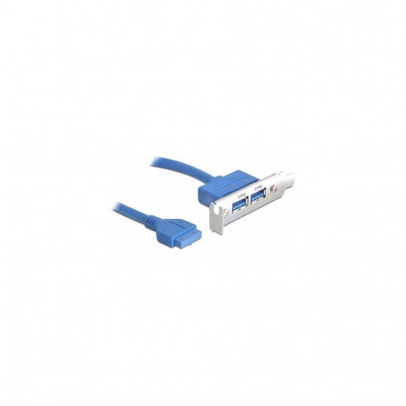 "Slotblech 1 x 19 Pin USB 3.0 Pfostenbuchse intern > 2 x USB 3.0 Typ-A Buchse extern Low Profile"