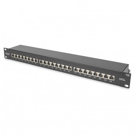 Digitus 1HE 24-port Cat6a varjestatud must patch-paneel