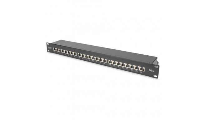 Digitus 1HE 24-port Cat6a varjestatud must patch-paneel