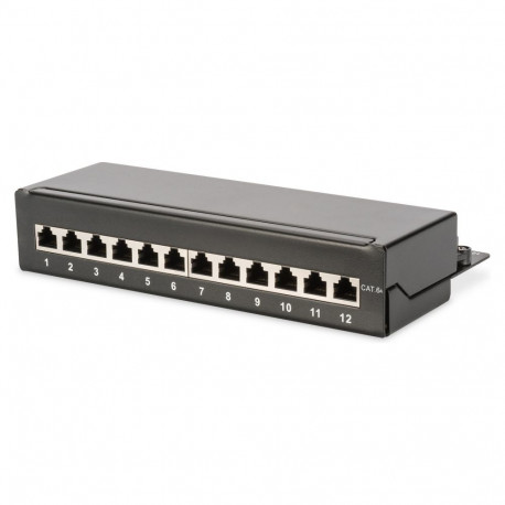 Digitus patterpaneel 1HE 12-Port Cat6A varjestatud must