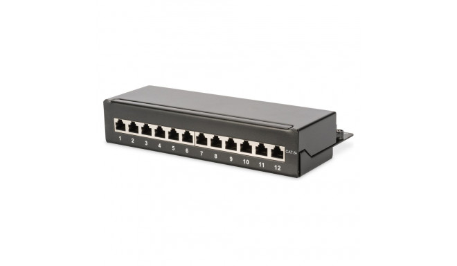 Digitus patterpaneel 1HE 12-Port Cat6A varjestatud must