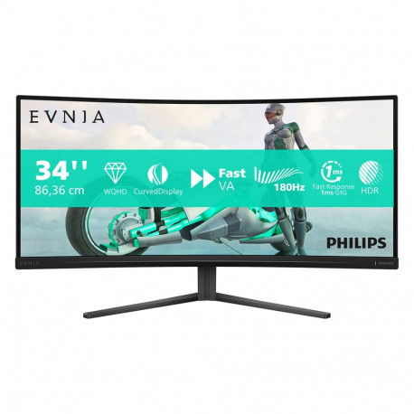 86,36 cm/34" (3440×1440) Philips 34M2C3500L/00 21:9 WQHD Fast VA 1 ms 180 Hz 2× HDMI 2.0 DisplayPort